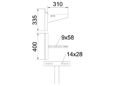 Dimensional drawing 2 OBO AWSS 31 FT Wall bracket for cable support 310x335mm