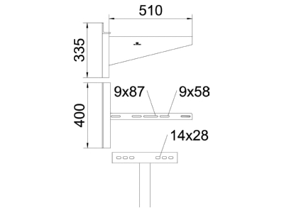 Dimensional drawing 1 OBO AWSS 51 FT Wall bracket for cable support 60x335mm
