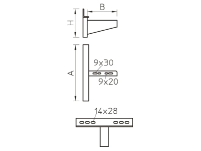 Dimensional drawing 2 OBO AWSS 51 FT Wall bracket for cable support 60x335mm