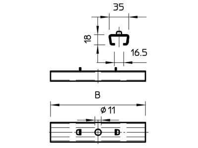 Dimensional drawing 1 OBO GMS 370 FS Wall   ceiling bracket for cable tray
