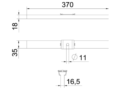 Dimensional drawing 2 OBO GMS 370 FS Wall   ceiling bracket for cable tray