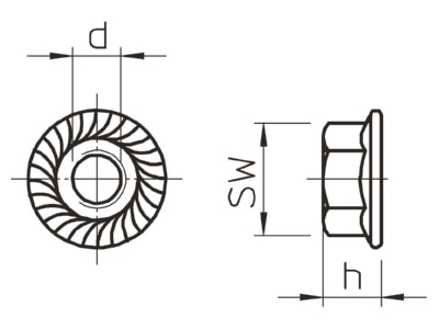Dimensional drawing 2 OBO KM M6 G Flange nut M6