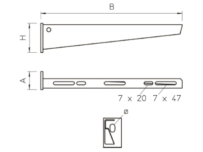 Dimensional drawing 1 OBO AW 15 21 A4 Wall  and profile console
