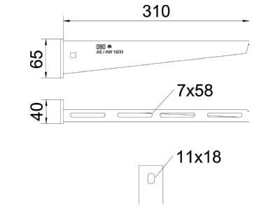 Dimensional drawing 2 OBO AW 15 31 A4 Wall  and profile console