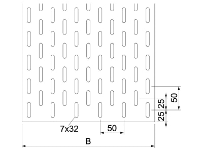 Dimensional drawing 2 OBO ELB L 30 FS Insert plate for cable ladder 300mm