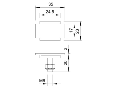 Dimensional drawing 2 OBO KS 23 35 FT Mounting material for cable tray