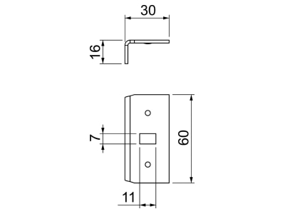 Dimensional drawing 1 OBO MKR KV FT Longitudinal joint for cable support
