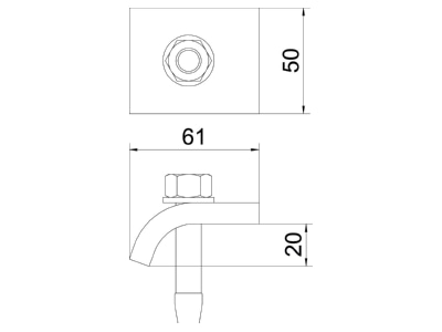 Dimensional drawing 2 OBO KWH 20 FT  VE2  Screw clamp KWH 20 FT  quantity  2 