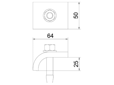 Dimensional drawing 2 OBO KWH 25 FT  VE2  Screw clamp KWH 25 FT  quantity  2 