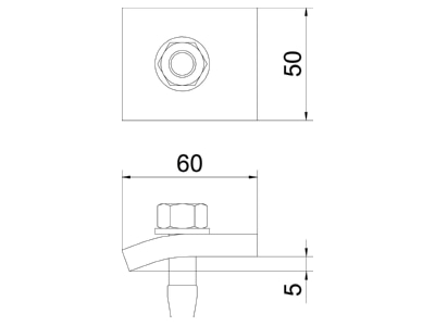Dimensional drawing 2 OBO KWH 5 FT  VE2  Screw clamp KWH 5 FT  quantity  2 