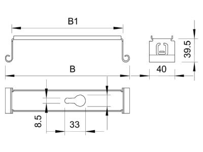 Dimensional drawing 1 OBO MAH 200 FS Wall   ceiling bracket for cable tray
