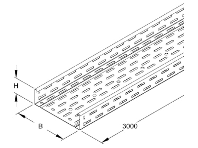 Dimensional drawing Niedax RLC 60 200 OV Cable tray without connector 