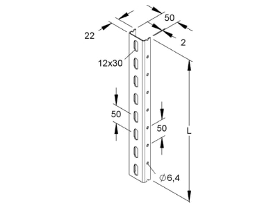 Ma�zeichnung Niedax U 50 800 Profile
