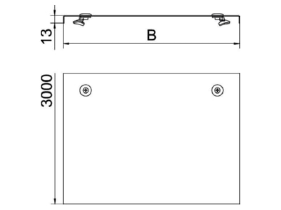 Dimensional drawing 2 OBO WDRL 1116 30 FS Cover for cable support system 300mm