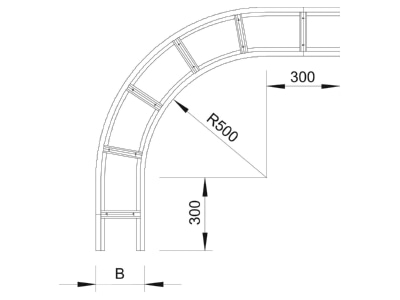 Dimensional drawing 2 OBO WLB 90 116 FS Horizontal Bend for cable ladder