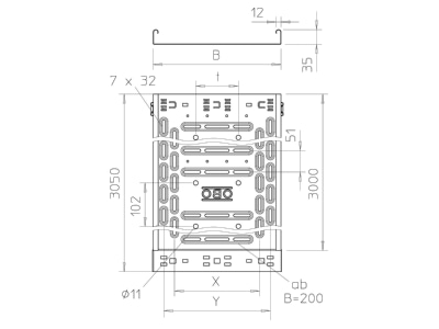 Dimensional drawing 2 OBO RKSM 310 FS Cable tray 35x100mm