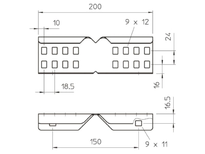 Dimensional drawing 1 OBO LWVG 60 A2 Corner joint for cable support
