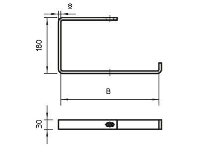 Dimensional drawing 2 OBO AHB 100 FT Ceiling bracket for cable tray