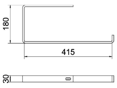 Dimensional drawing 1 OBO AHB 400 FT Ceiling bracket for cable tray
