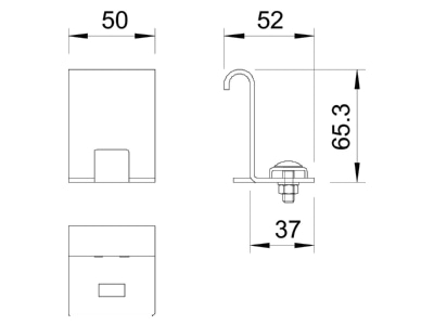 Dimensional drawing 2 OBO LAS 60 FT Mounting material for cable tray