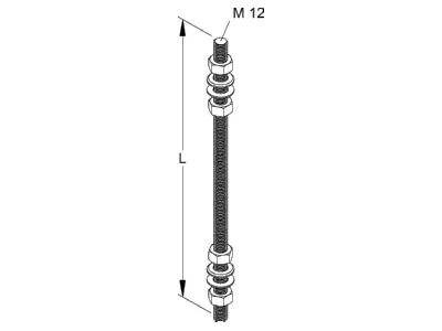 Dimensional drawing Niedax M 12 300 Threaded rod M12x300mm