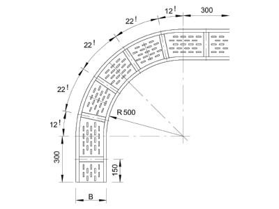 Dimensional drawing 1 OBO WRB 90 120 FT Bend for cable tray  solid wall 
