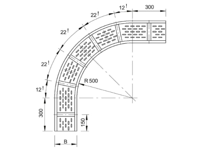 Dimensional drawing 2 OBO WRB 90 120 FT Bend for cable tray  solid wall 