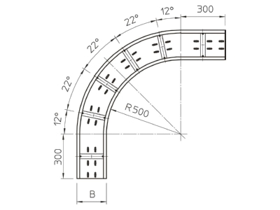 Dimensional drawing 1 OBO WRB 90 164 FS Bend for cable tray  solid wall 
