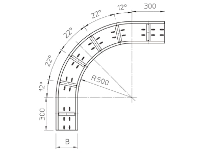 Dimensional drawing 2 OBO WRB 90 164 FS Bend for cable tray  solid wall 