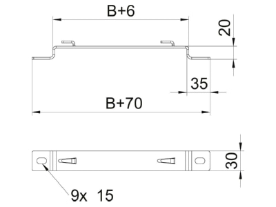 Dimensional drawing 1 OBO DBLG 20 600 FS Wall   ceiling bracket for cable tray
