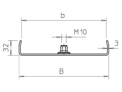 Dimensional drawing 1 OBO MAH 35 100 FS Wall   ceiling bracket for cable tray
