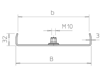 Dimensional drawing 2 OBO MAH 35 100 FS Wall   ceiling bracket for cable tray