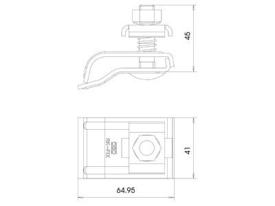 Dimensional drawing 2 OBO RK FIX VA Gutter clamp for lightning protection