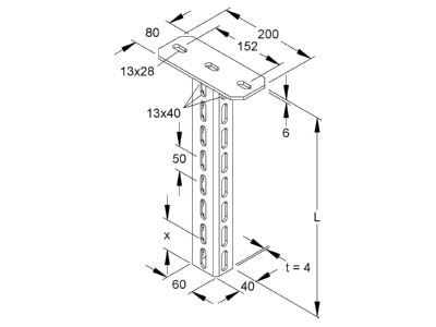 Ma�zeichnung Niedax HU 6040 250 E3 Haengestiele