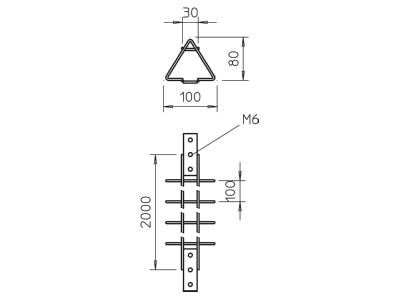 Dimensional drawing 1 OBO LTG 100 A2 Luminaire carrier tray 80x100mm

