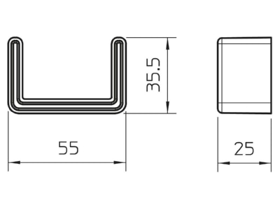 Dimensional drawing 1 OBO US 3 KS OR End capforU profile 25mm
