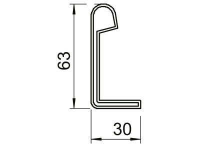 Dimensional drawing 1 OBO SKH 60 OR  VE2  End piece for cable ladder SKH 60 OR  Paar 
