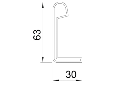 Dimensional drawing 2 OBO SKH 60 OR  VE2  End piece for cable ladder SKH 60 OR  Paar 