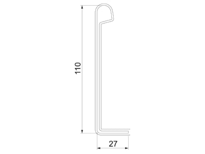 Dimensional drawing 1 OBO SKH 110 OR  VE2  End capforL profile 110mm SKH 110 OR  quantity  2 
