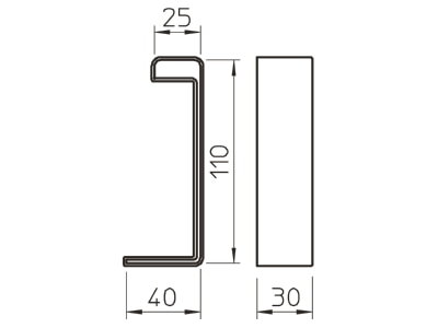 Dimensional drawing 2 OBO SKHW 110 OR  VE2  End capforL profile SKHW 110 OR  quantity  2 