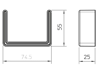 Dimensional drawing 1 OBO US 7 KS OR End capforU profile 25mm
