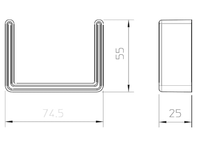 Dimensional drawing 2 OBO US 7 KS OR End capforU profile 25mm