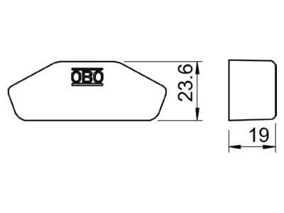 Dimensional drawing 1 OBO TPS KS OR End capforZ profile 19mm
