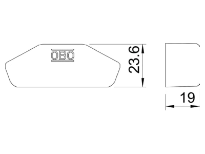 Dimensional drawing 2 OBO TPS KS OR End capforZ profile 19mm