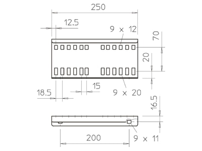 Dimensional drawing 2 OBO LVG 110 FT Longitudinal joint for cable support