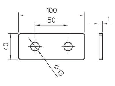 Dimensional drawing 2 OBO GMS 2 VP FT Coupler for support profile rail Steel