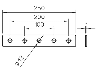 Dimensional drawing 2 OBO GMS 5 VP FT Coupler for support profile rail Steel