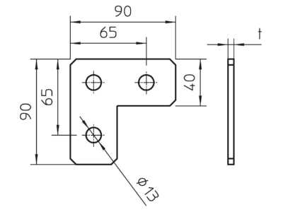 Ma�zeichnung 2 OBO GMS 3 VP L FT Verbindungsplatte L Form 90x90x40x5  St  FT