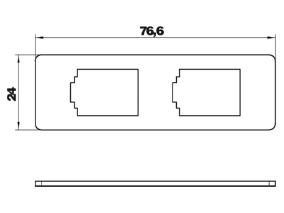 Dimensional drawing 1 OBO MPMT45 2B Cover plate for installation units
