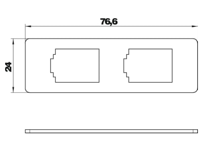 Dimensional drawing 2 OBO MPMT45 2B Cover plate for installation units